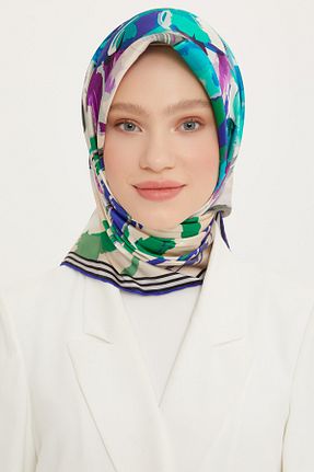 روسری نباتی کرپ ساتن ابریشم Armine - کد 729963904