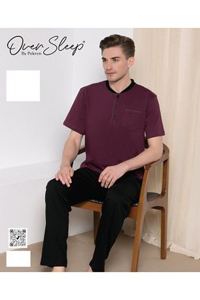 ست لباس راحتی زرشکی مردانه ساده Over Sleep by Poleren - کد 731067358