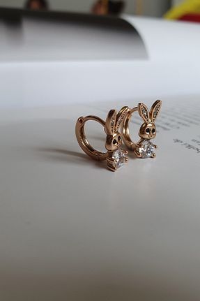 گوشواره جواهر طلائی زیرکن BUNNY - کد 96371462