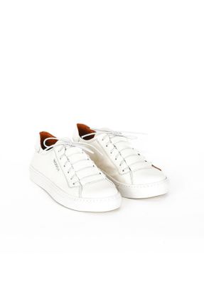 کفش اسنیکر سفید زنانه چرم طبیعی بند دار چرم طبیعی کد 34595774