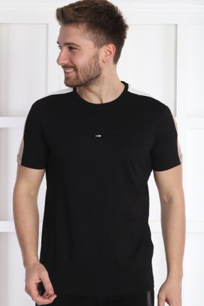 تی شرت مشکی مردانه یقه گرد راحت پنبه (نخی) کد 731494787