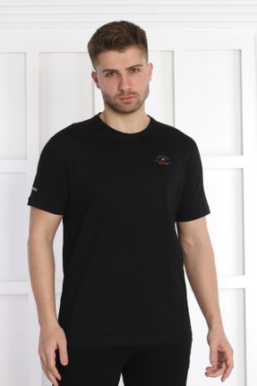 تی شرت مشکی مردانه پلی استر یقه گرد راحت کد 731515121