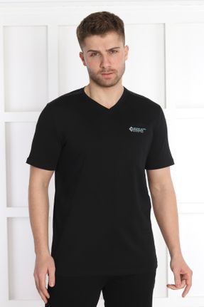 تی شرت مشکی مردانه پلی استر راحت یقه گرد تکی کد 731525715