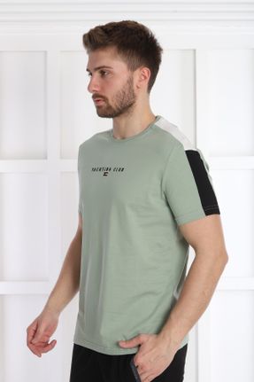 تی شرت سبز مردانه پنبه (نخی) راحت یقه گرد کد 731495046