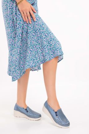 کفش کژوال آبی زنانه چرم طبیعی پاشنه کوتاه ( 4 - 1 cm ) پاشنه پر کد 731702820
