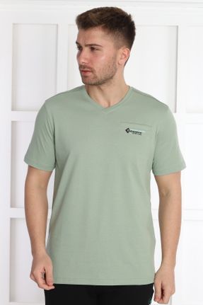 تی شرت سبز مردانه پلی استر راحت یقه گرد تکی کد 731525990