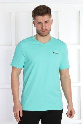 تی شرت سبز مردانه پلی استر یقه گرد راحت تکی کد 731526412