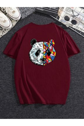 تی شرت زرشکی زنانه اورسایز یقه گرد تکی کد 731599162