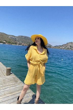 سرهمی زرد زنانه آستین کوتاه PANCHY CANKY - کد 731790745