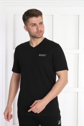تی شرت مشکی مردانه یقه گرد راحت پلی استر تکی کد 731525715