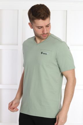 تی شرت سبز مردانه پلی استر یقه گرد راحت تکی کد 731525990