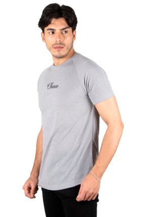 تی شرت طوسی مردانه اسلیم فیت یقه گرد پنبه (نخی) تکی جوان کد 731829521
