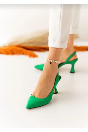 کفش مجلسی سبز زنانه پارچه نساجی پاشنه نازک پاشنه متوسط ( 5 - 9 cm ) کد 732112615