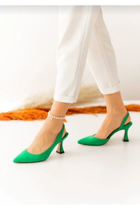 کفش مجلسی سبز زنانه پارچه نساجی پاشنه نازک پاشنه متوسط ( 5 - 9 cm ) کد 732112615
