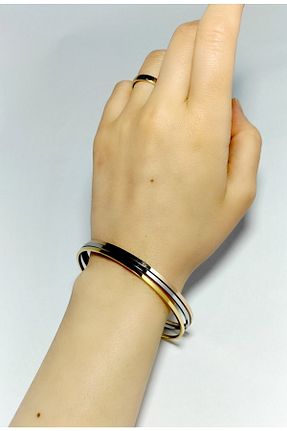 دستبند استیل (فولاد) طلائی زنانه استیل (فولاد) ViSuGi - کد 732157478