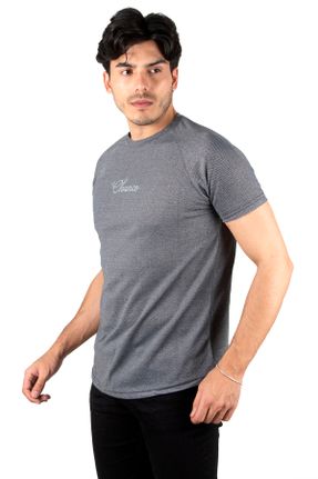 تی شرت مشکی مردانه اسلیم فیت یقه گرد پنبه (نخی) تکی جوان کد 731829509