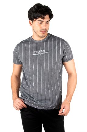تی شرت مشکی مردانه اسلیم فیت یقه گرد پنبه (نخی) تکی جوان کد 731829077