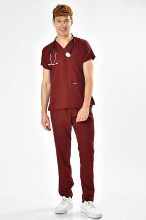 ست بالاتنه و پائین تنه زرشکی زنانه بافتنی Owlet Medikal - کد 84738815