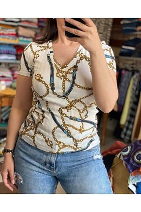 بلوز سفید زنانه طرح دار BUTİK MUSON - کد 732158000
