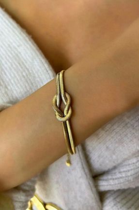 دستبند استیل (فولاد) طلائی زنانه استیل ضد زنگ UBUH SHOP - کد 732177271