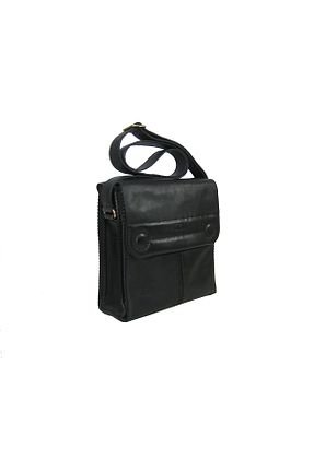 کیف پستچی مشکی زنانه چرم خالص GÖN Deri - کد 35196659