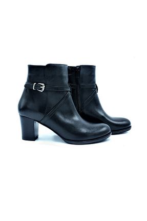 بوت / نیم بوت مشکی زنانه چرم خالص Piecess - کد 35870380
