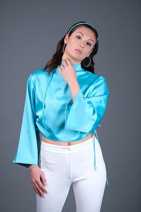 بلوز آبی زنانه ساده Lilsaint zh - کد 731101127