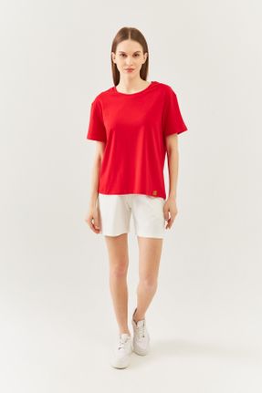 تی شرت قرمز زنانه رگولار یقه گرد تکی پوشاک ورزشی کد 732186185