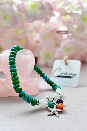 دستبند جواهر سبز زنانه سنگ طبیعی CRAZY TAKI TASARIM - کد 157890192
