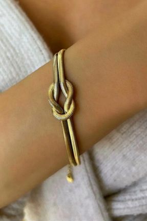 دستبند استیل (فولاد) طلائی زنانه استیل ضد زنگ UBUH SHOP - کد 732177271