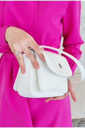 کیف دوشی سفید زنانه چرم مصنوعی کد 732525833