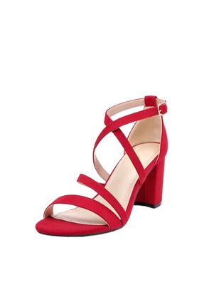 کفش پاشنه بلند کلاسیک قرمز زنانه چرم طبیعی پاشنه ضخیم پاشنه متوسط ( 5 - 9 cm ) کد 732003454