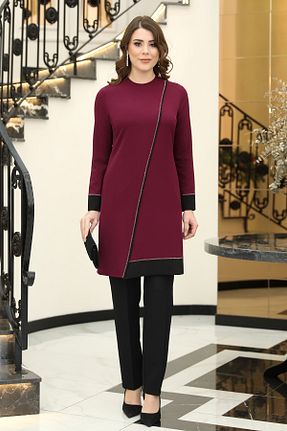 ست بالاتنه و پائین تنه حجاب بنفش زنانه Çan FUVAL MODA - کد 732931013