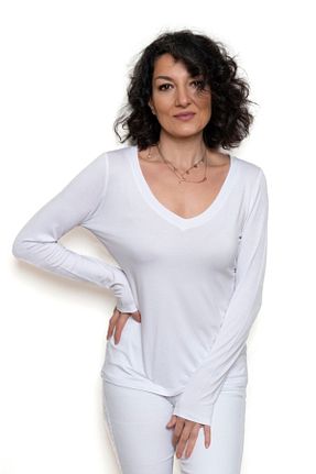 تیشرت سفید زنانه Fitted SİSTERS2HC - کد 93878064