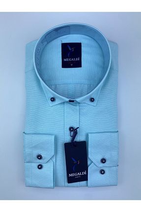 پیراهن سبز مردانه اسلیم فیت MEGALDİ - کد 267164115