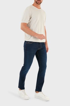 شلوار جین سرمه ای مردانه پاچه تنگ مخلوط ویسکون اسلیم استاندارد کد 732750853