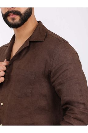 پیراهن قهوه ای مردانه رگولار GOEZ PARIS - کد 733201306