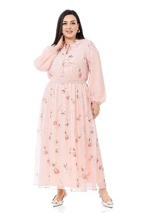 لباس سایز بزرگ صورتی زنانه شیفون DISENTIS MODEST - کد 733332263