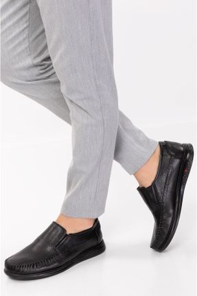کفش کژوال مشکی مردانه چرم طبیعی پاشنه کوتاه ( 4 - 1 cm ) پاشنه ساده کد 732745031