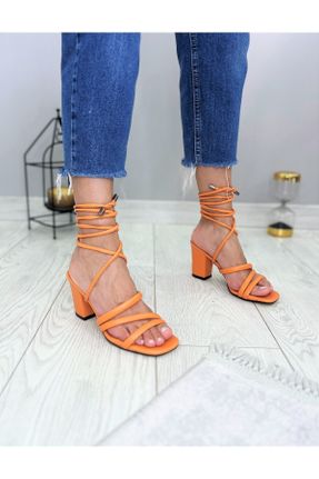 کفش پاشنه بلند کلاسیک نارنجی زنانه پاشنه متوسط ( 5 - 9 cm ) پاشنه ضخیم کد 733326146