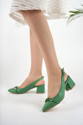 کفش پاشنه بلند کلاسیک سبز زنانه چرم مصنوعی پاشنه ضخیم پاشنه متوسط ( 5 - 9 cm ) کد 733326353