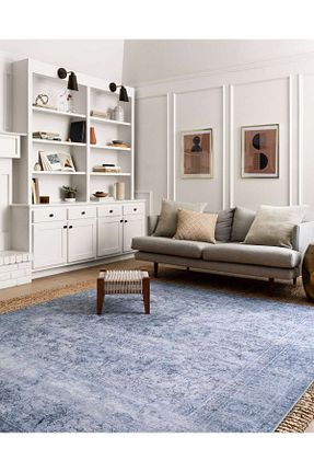 فرش آبی قابل شستشو Rugs Modern Halı - کد 733415662