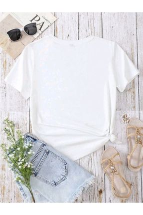 تی شرت سفید زنانه اورسایز کد 734327159
