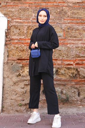 ست بالاتنه و پائین تنه حجاب مشکی زنانه Asimetrik Festmoda - کد 734630752