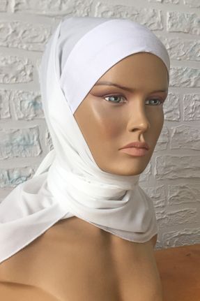 روسری سفید کرپ 70 x 180 کد 684841307