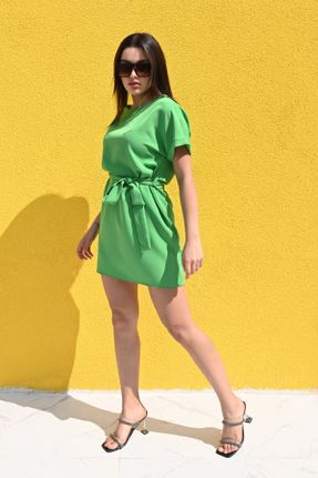 لباس سبز زنانه بافتنی آستین-کوتاه کد 733918676
