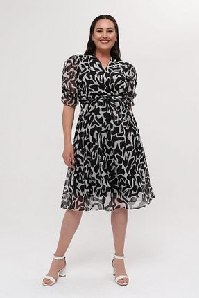 لباس سایز بزرگ مشکی زنانه شیفون Neşeli Butik - کد 733961362