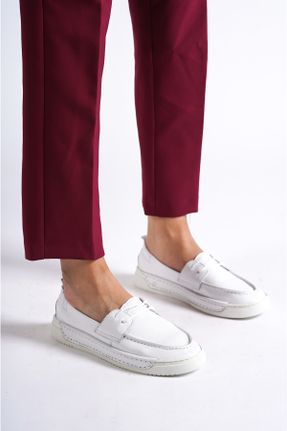 کفش کژوال سفید زنانه چرم طبیعی پاشنه کوتاه ( 4 - 1 cm ) پاشنه ساده کد 723514850