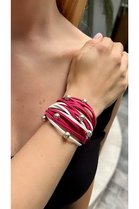 دستبند جواهر صورتی زنانه منجق Kutcha Accessories - کد 270634766