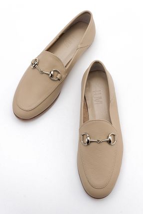 کفش لوفر قهوه ای زنانه چرم طبیعی پاشنه کوتاه ( 4 - 1 cm ) کد 50436501